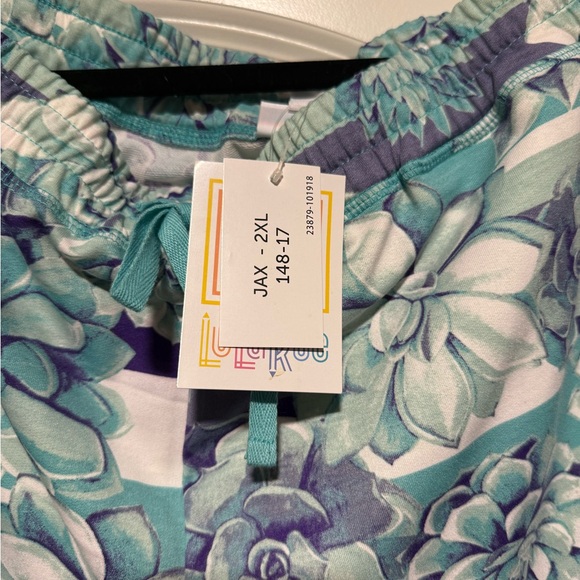 Floral Jogger Pants - Teal & Navy - Picture 2 of 2